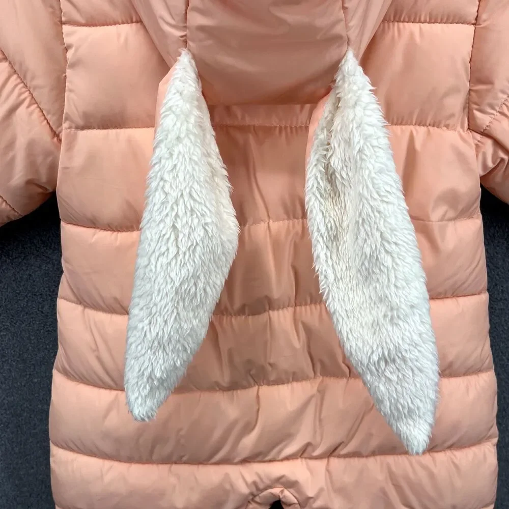 YGM Kids Puffer Bunting Bunny Hooded Winter Snow Suit Infants 9 Salmon‎
